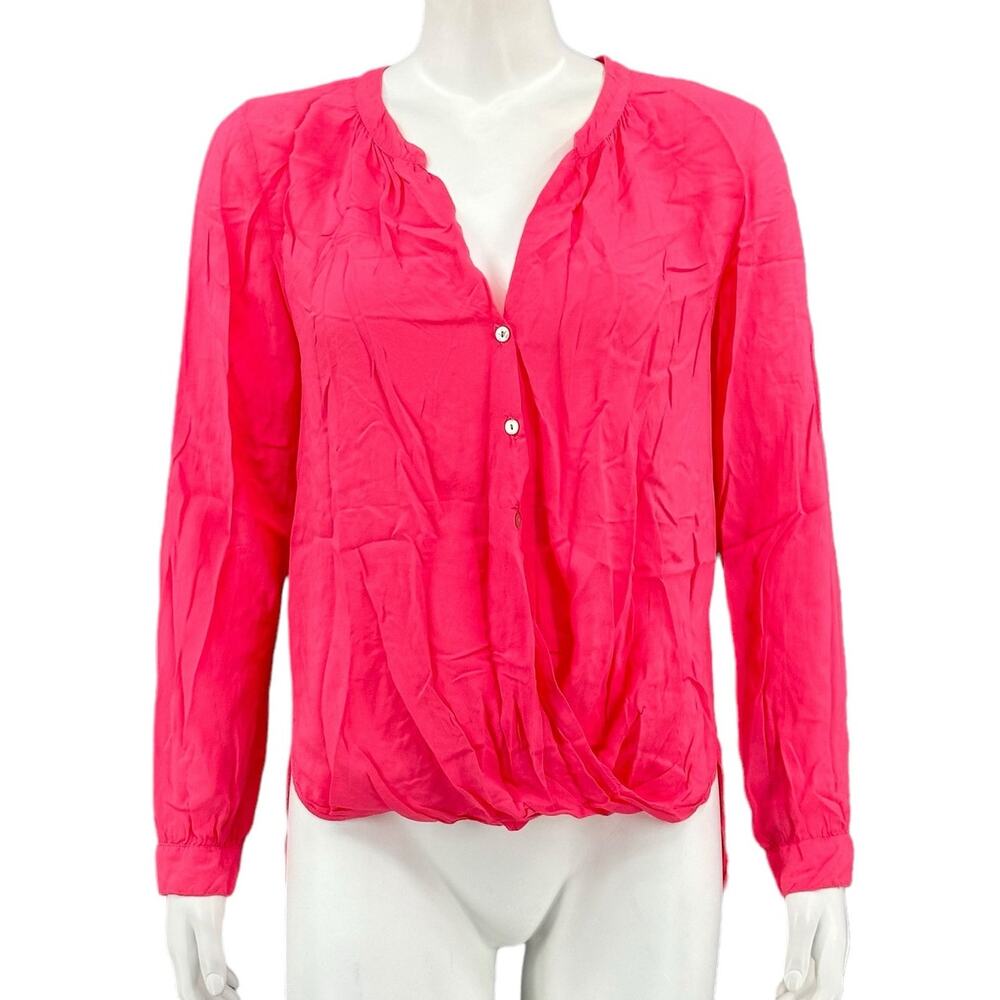 Velvet by Graham & Spencer Anthropologie Top Womens XS Pink Hi Lo V-Neck Office